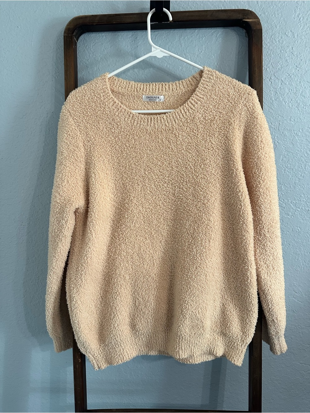 Cozy Ecru Plush Crewneck Sweater by KOHLAN